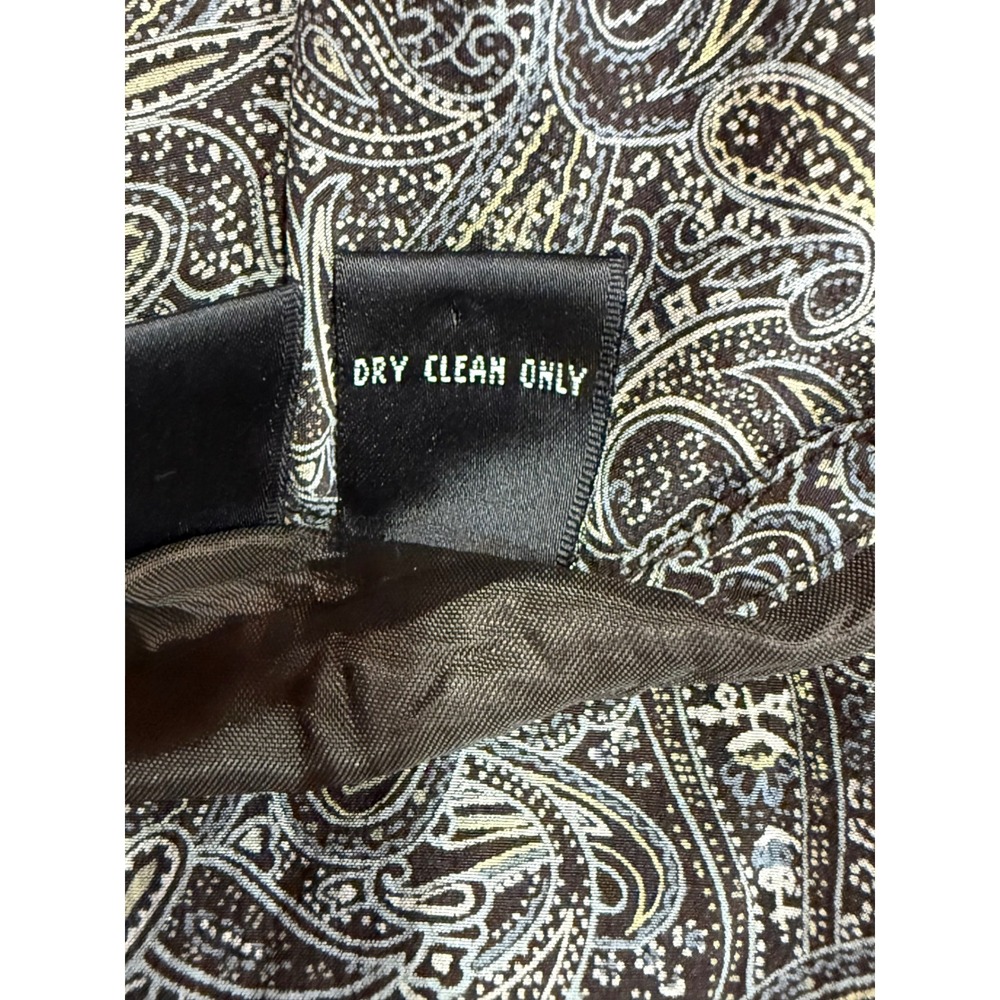 INC International Concepts Silk Paisley Skirt Womens 10 Black Ruffle Hem Preppy - Picture 4 of 8